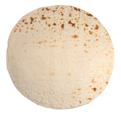 Pita bread on a white