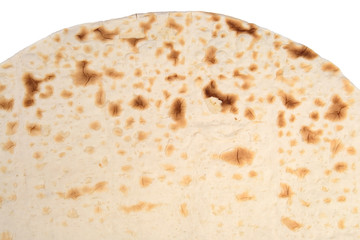 Pita bread on a white