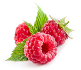 Raspberries isolated on white