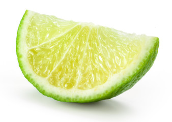 Lime fruit. Slice isolated on white