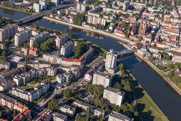 POLAND, OPOLE - AUGUST 19, 2012: Aerial view of Opole city cente