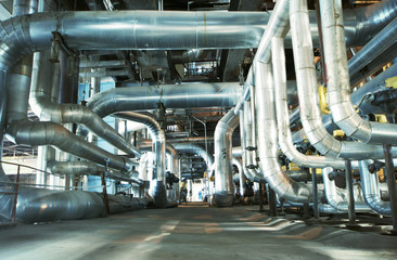 Industrial zone, Steel pipelines, valves and cables