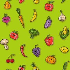 Illustration of fruits and vegetables pattern