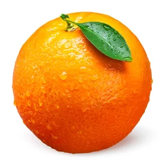 Fotobehang Fresh orange fruit with drops isolated on white © Tim UR