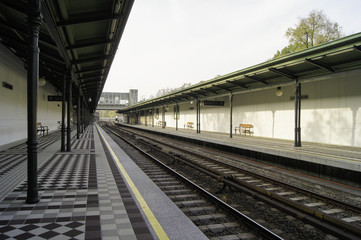Fototapeta na wymiar station on the railroad with a canopy