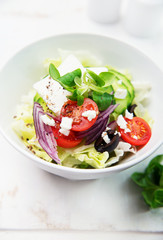 Salad with feta, vegetables and olives