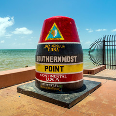 The Key West, Florida Buoy sign marking the southernmost point o