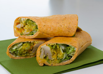 Wraps with lettuce on green napkin