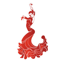 Young passionate woman dancing flamenco - obrazy, fototapety, plakaty