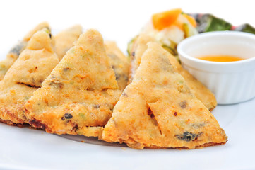 Fried Chinese triangle Traditional Spring rolls food