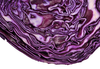 Obraz premium Sliced red cabbage close up on a white