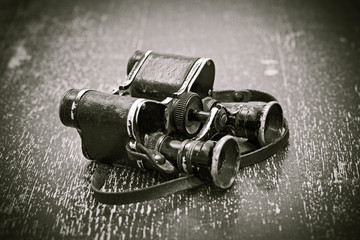 vintage metal military binoculars