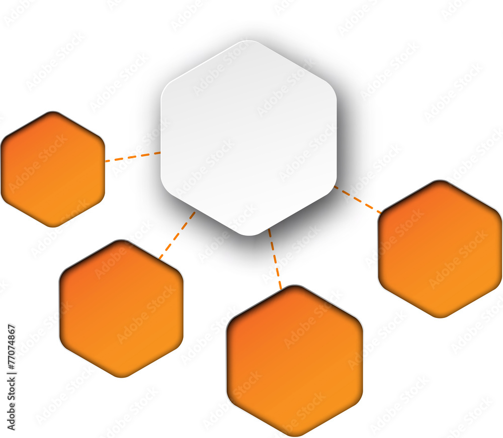 Poster abstract infographics with paper hexagonal notes.