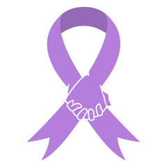 Cancer awareness ribbon, lavender, hands concept