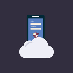 Flat web design icons for secure online shopping.