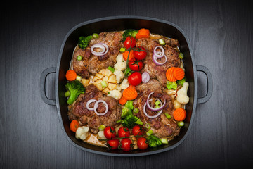 Baked pork meat with vegetable