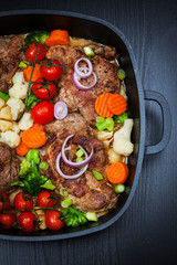 Baked pork meat with vegetable