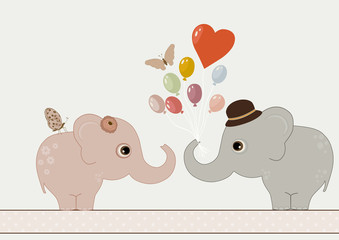 Obraz na płótnie Canvas Two cute elephants