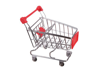 Small shopping cart isolated on white