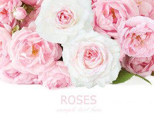 Pink roses and white bouquet