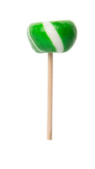 Green swirl peppermint candies over white background