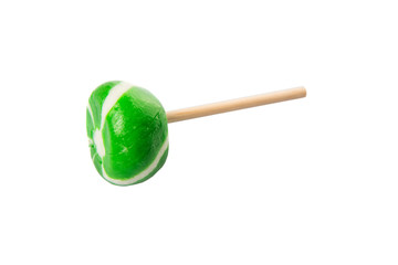 Green swirl peppermint candies over white background