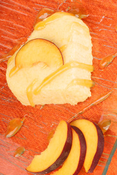 Heart shaped peach bavarian cream (bavarese)