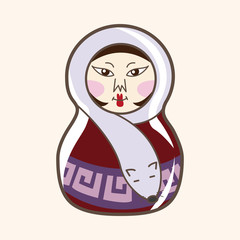 Matryoshka , Russian traditional wooden doll, vector pattern, el