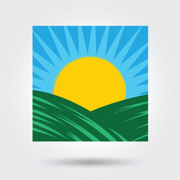 sunrise hill logo icon vector