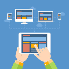 Diferentes dispositivos conectados en la nube.