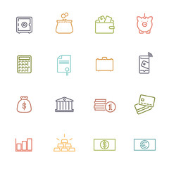 Money and Finance Line Icons Vector Collection