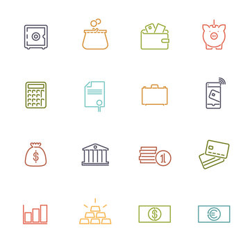 Money and Finance Line Icons Vector Collection