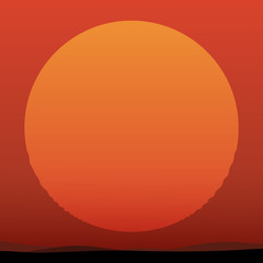 Beautiful sunset with huge sun