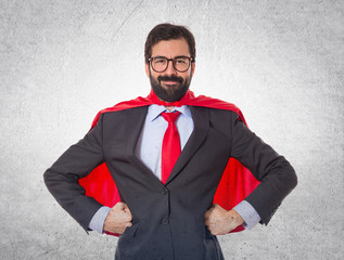 Businessman dressed like superhero