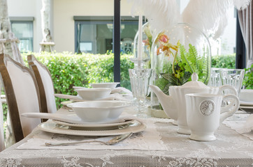 table set in white dinning room