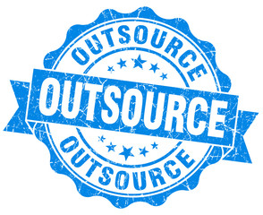 Obraz premium outsource blue grunge seal isolated on white