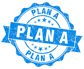 plan a blue grunge seal isolated on white