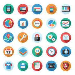Colored Flat Icon set for daily use
