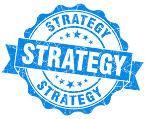 strategy blue grunge seal isolated on white
