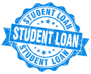 student loan blue grunge seal isolated on white