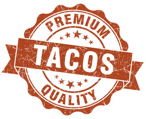 tacos brown grunge seal isolated on white