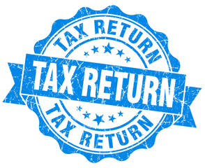 Fototapeta premium tax return blue grunge seal isolated on white
