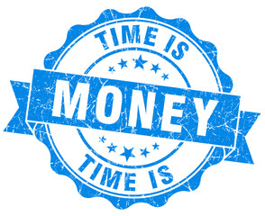 Fototapeta premium time is money blue grunge seal isolated on white