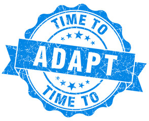 time to adapt blue grunge seal isolated on white