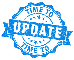 time to update blue grunge seal isolated on white