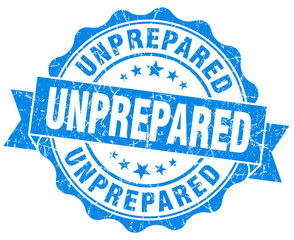 unprepared blue grunge seal isolated on white