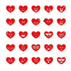 Collection of difference emoji heart icon on the white backgroun