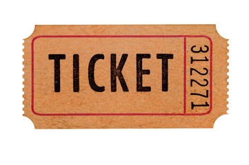 Old brown admission ticket stub isolated against a white background photo © david_franklin