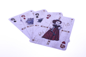 Poker cards - queen kare on white background