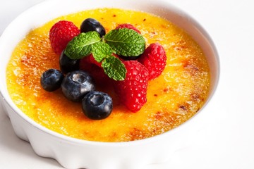 Creme brulee close up